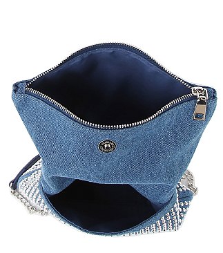 Rhinestone Covered Denim Satchel