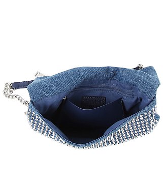 Rhinestone Covered Denim Satchel