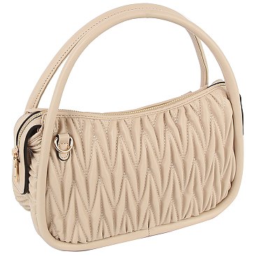 Puffy Chevron Quilted Tote Crossbody Bag