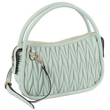 Puffy Chevron Quilted Tote Crossbody Bag