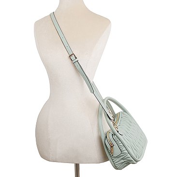 Puffy Chevron Quilted Tote Crossbody Bag