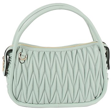 Puffy Chevron Quilted Tote Crossbody Bag
