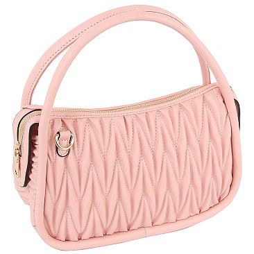 Puffy Chevron Quilted Tote Crossbody Bag