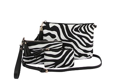 ZEBRA Printed Canvas 3-in-1 Crossbody Bag