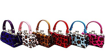 PACK OF 12 PCS ASSORTED COLOR MINI TRENDY LEOPARD COIN PURSE