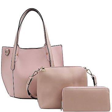 3IN1 DESIGNER STYLISH SMOOTH PU LEATHER ELEGANCE TOTE WITH LONG STRAP  JYLQ-132-1W