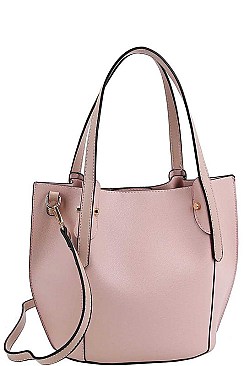 3IN1 DESIGNER STYLISH SMOOTH PU LEATHER ELEGANCE TOTE WITH LONG STRAP  JYLQ-132-1W