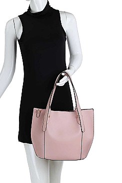 3IN1 DESIGNER STYLISH SMOOTH PU LEATHER ELEGANCE TOTE WITH LONG STRAP  JYLQ-132-1W