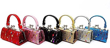 PACK OF 12 PCS ASSORTED COLOR MINI DESIGNER ART WORK COIN PURSE