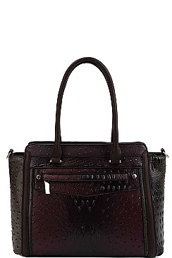 TWO TONE CROCO PATTERN SATCHEL