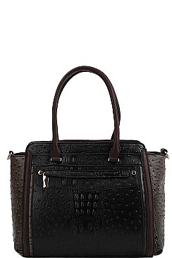 TWO TONE CROCO PATTERN SATCHEL