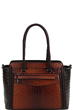 TWO TONE CROCO PATTERN SATCHEL