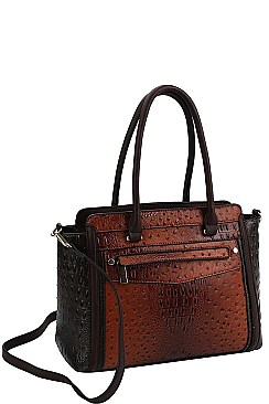 TWO TONE CROCO PATTERN SATCHEL