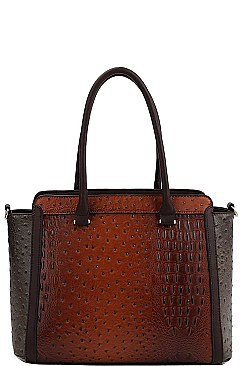 TWO TONE CROCO PATTERN SATCHEL