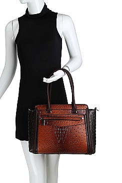 TWO TONE CROCO PATTERN SATCHEL