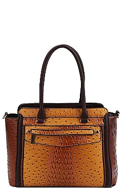 TWO TONE CROCO PATTERN SATCHEL