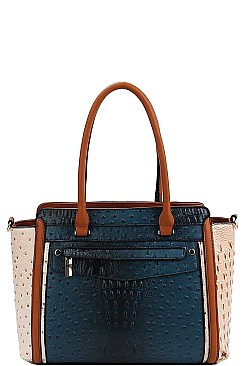 TWO TONE CROCO PATTERN SATCHEL