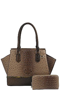 CROC SATCHEL WITH MATCHING WALLET