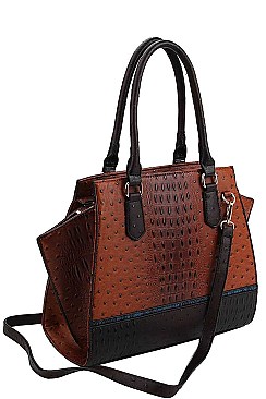 CROC SATCHEL WITH MATCHING WALLET