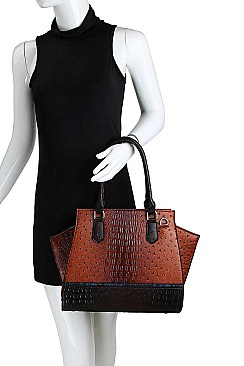 CROC SATCHEL WITH MATCHING WALLET