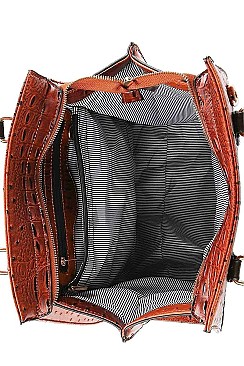 CROC SATCHEL WITH MATCHING WALLET