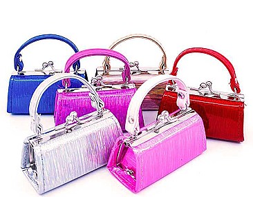 PACK OF 12 PCS ASSORTED COLOR MINI GLOSSY HOLOGRAM COIN PURSE