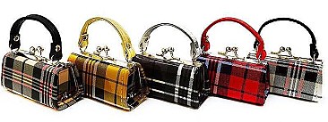 PACK OF 12 PCS ASSORTED COLOR CHECK COIN PURSE