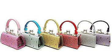 PACK OF 12 PCS ASSORTED COLOR MINI SPARKLING HEART DOTTY COIN PURSE