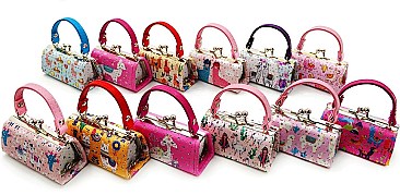 PACK OF 12 PCS ASSORTED COLOR DESIGNER MINI COIN PURSE