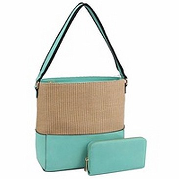 Straw Colorblock 2-in-1 Shoulder Bag