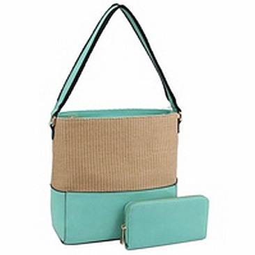 Straw Colorblock 2-in-1 Shoulder Bag