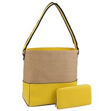 Straw Colorblock 2-in-1 Shoulder Bag