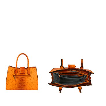 2-in-1 Ostrich Croc Queen Bee Stripe Satchel / Wallet Set