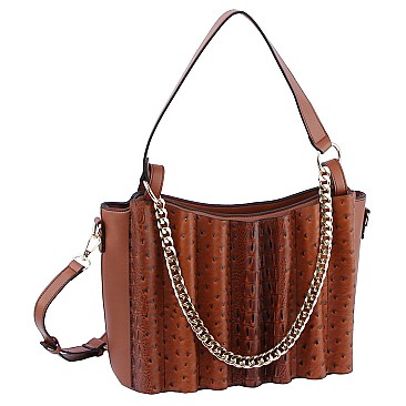 Ostrich Croc Chain 2-in-1 Satchel