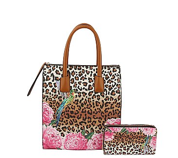 Leopard Hummingbird Flower 2-in-1 Satchel