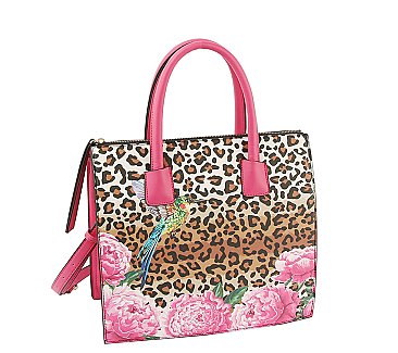 Leopard Hummingbird Flower 2-in-1 Satchel