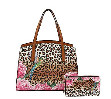 Leopard Hummingbird Flower Handbag version 2