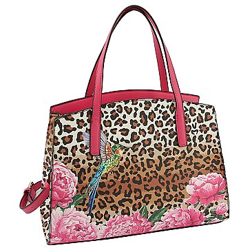 Leopard Hummingbird Flower Handbag version 2