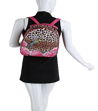 Leopard Hummingbird Flower 2-in-1 Backpack