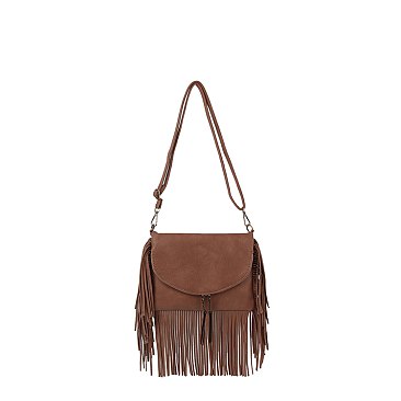 Envelope Flap Fringe Crossbody Bag
