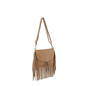 Envelope Flap Fringe Crossbody Bag