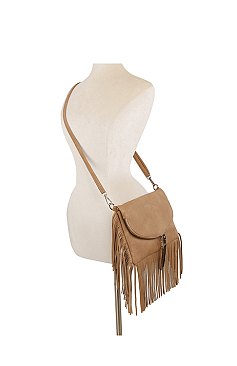 Envelope Flap Fringe Crossbody Bag