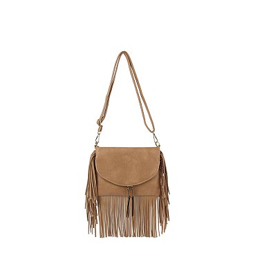 Envelope Flap Fringe Crossbody Bag