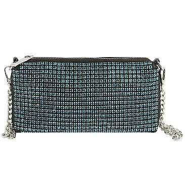 Allover Rhinestone Clutch Crossbody Bag