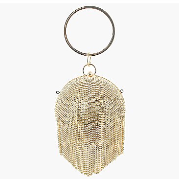 Rhinestone Fringe Ball Clutch