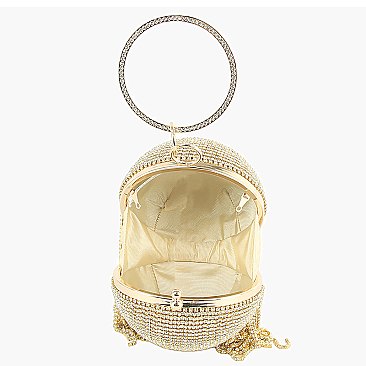 Rhinestone Fringe Ball Clutch