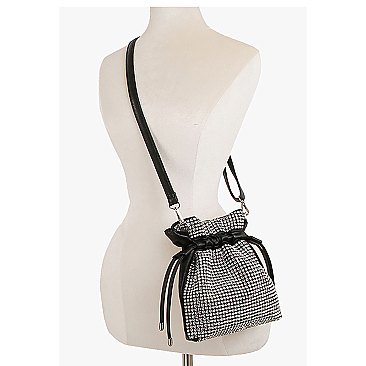 Rhinestone Covered Drawstring Satchel