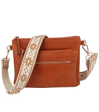 Multi Zip Pocket Guitar Strap Crossbody Bag