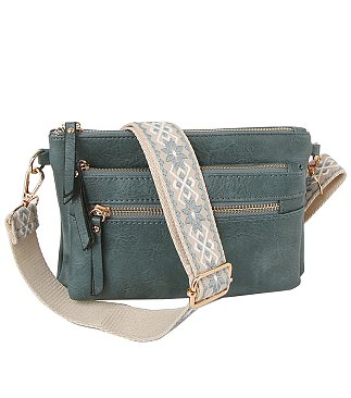 Multi Zip Pocket Guitar Strap Crossbody Bag