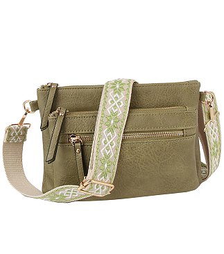 Multi Zip Pocket Guitar Strap Crossbody Bag